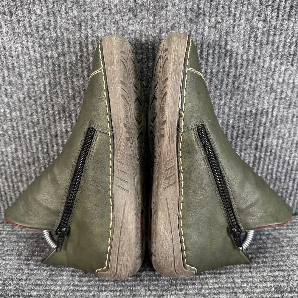 Rieker Ankle Boots Womens 36 US 5.5 Green Lace Up Zip Multicolor Comfort Shoes